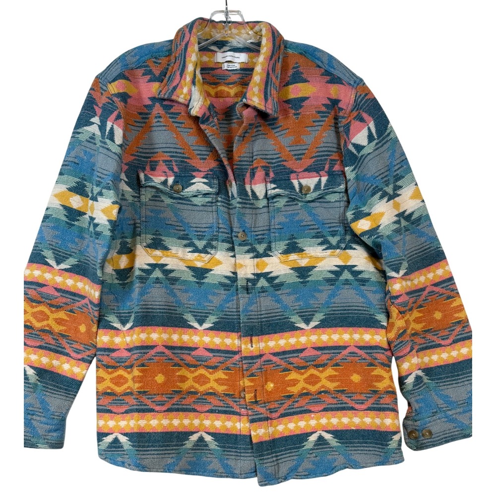 Urban Outfitters Mens •L• Southwestern Geometric Woven Aztec Rug Shirt Shacket